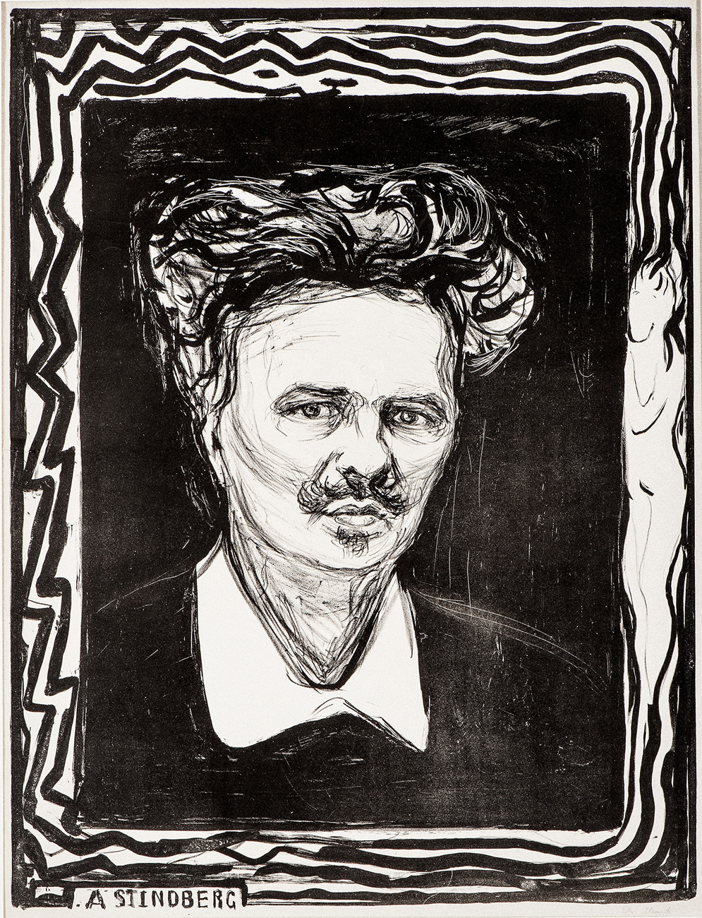 Juni 1894, Strindberg sitter modell for Munch til litografiet med den mystiske feilstavningen «Stindberg». På grunn av feilstavningen og de symbolske mannlige og kvinnelige linjer, som ender i en naken kvinnefigur, ble Munch litt urolig for hvordan vennen ville reagere på portrettet. Som menn opptatt av følelser og åndelighet ble de begge koblet til en kvinnelighet, som de også brukte mot hverandre. «Munch blef nervös», skrev Strindberg i Ockulta dagboken 5. juni 1896, «fick hysteri när han tog min kappa öfver sig, steg upp och gick hem att lägga sig! Kom igen. Talade om qvinnor, som en qvinna.»